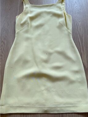 Petite Sophisticate Pale Yellow Square Neck Midi Dress